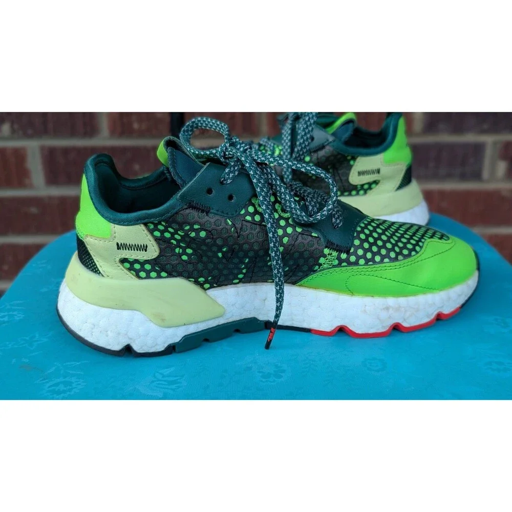 Adidas Nite Jogger 3M Bar Code EF5407 Graphic Sneakers-Blk/Lime Grn-M6/W7.5